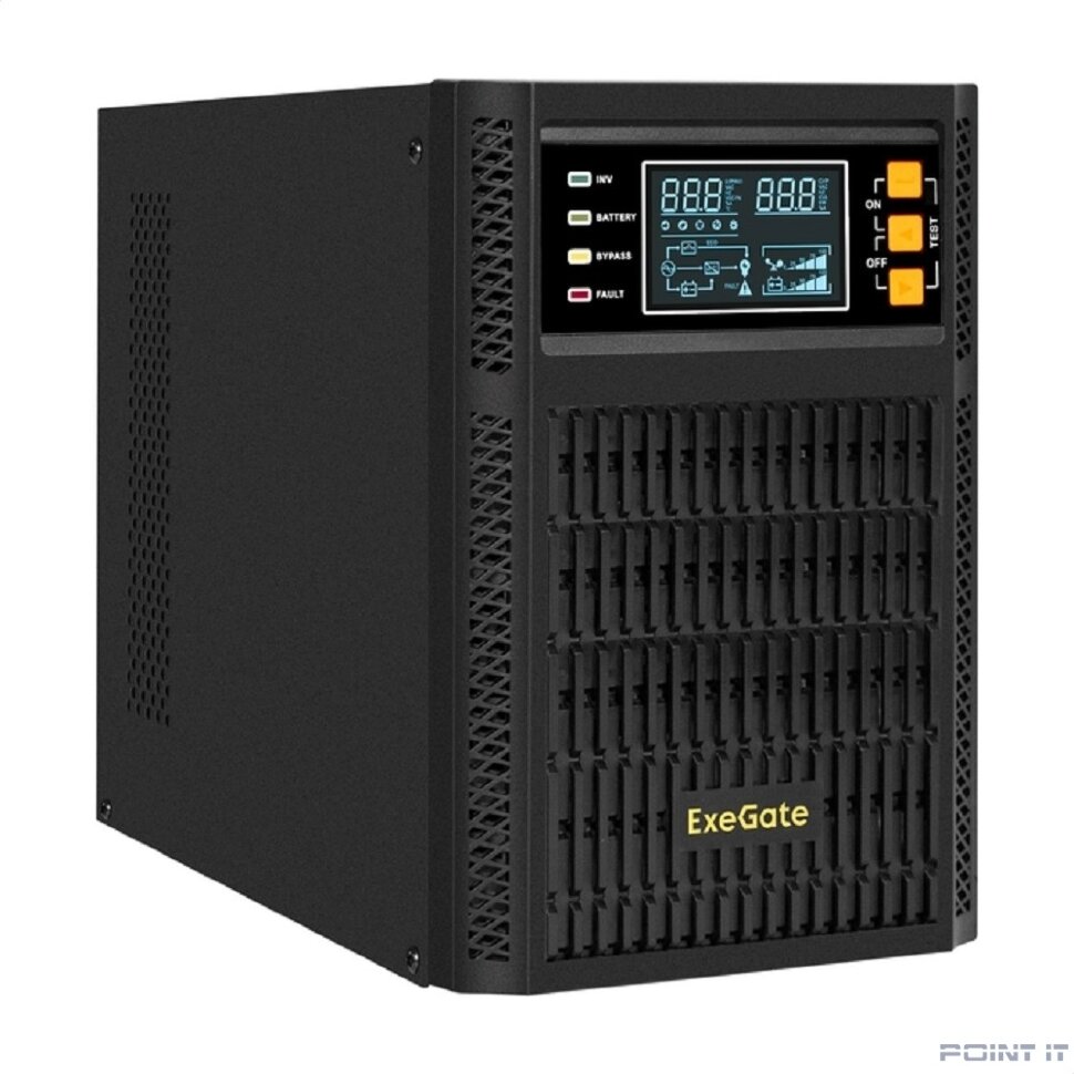 Exegate EX296948RUS ИБП On-line ExeGate PowerExpert TL-2000.LCD.AVR.3SH.USB.RS232.SNMP <2000VA/2000W, On-Line, PF=1, LCD, 3*Schuko, RS232, USB, SNMP-slot, встроенные батареи 12V 7.2Ah - 4шт, Tower, ме