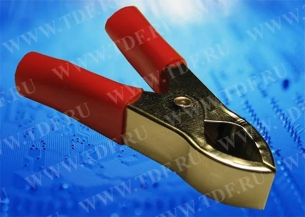 Зажим "крокодил", 10A, красный, L=53±5мм, Netko