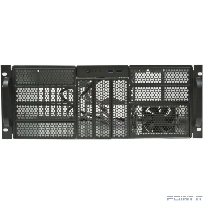 Procase Корпус 4U server case, 9x5.25+3HDD,черный,без блока питания,глубина 650мм,MB EATX 12"x13", панель вентиляторов 3*120x25 PWM [RE411-D9H3-FE-65]