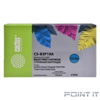 B3P19A CACTUS Картридж №727 для HP DJ T920/T1500/T2530, голубой (130мл)