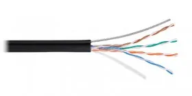 Кабель LC  UTP4 cat.5е, одножильный / 305м / Cu / для наружных работ с проволочным тросом