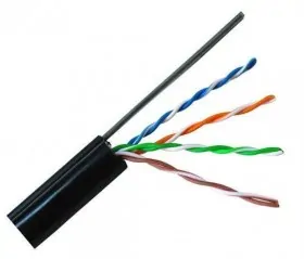 Кабель U/UTP4 cat.5e NETKO / 4 пары 24 AWG BC / одножильный / не экранированный / для наружных работ с проволочным тросом / 305м, FLUKE TEST