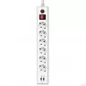 BURO Сетевой фильтр, 6 розеток, 1.8 метра, (BU-SP1.8_USB_2A-W), белый (коробка) {992309}