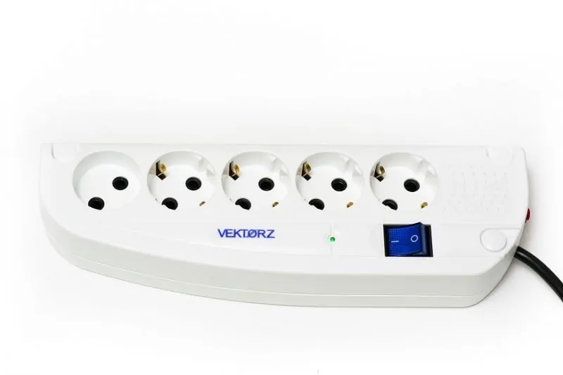 Сет. фильтр Vektor Z 5.0м 4+1 розетка, 16А, светло-серый