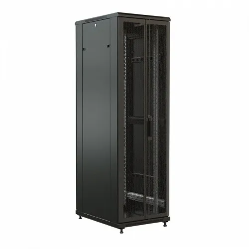 Шкаф напольный 19-дюймовый, 42U, 2055x600х600 мм (ВхШхГ), передняя и задняя распашные перфорированные двери (75%), цвет черный (RAL 9004) (разобранный