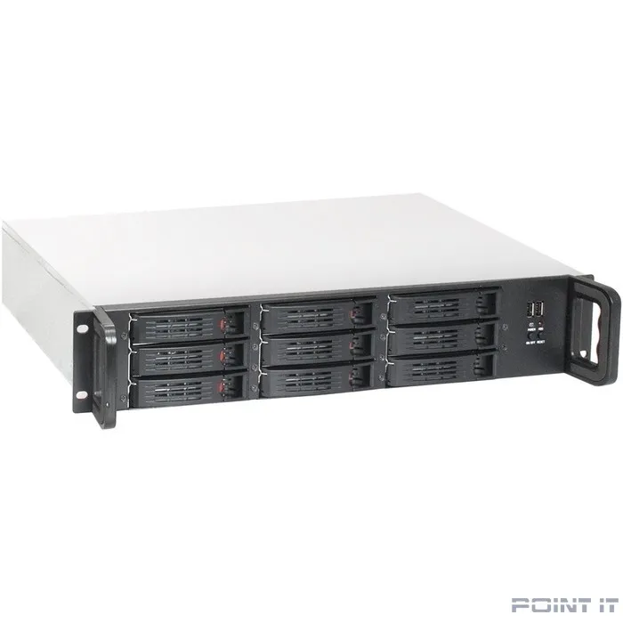 Exegate EX285225RUS Серверный корпус ExeGate Pro 2U650-HS09 <RM 19", высота 2U, глубина 650, БП 2U-800ADS, 9xHotSwap, 2*USB>