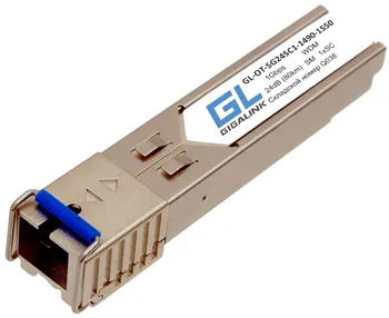 Модуль GIGALINK SFP, WDM, 1Гбит/c, одно волокно SM, SC, Tx:1550/Rx:1490 нм, 24 дБ (до 80 км) (GL-3080R)