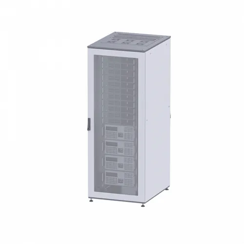 Напольный шкаф 24U 800х800 двери перфорированная/перфорированная, укомплектован вводом и заглушками RAL7011/7035