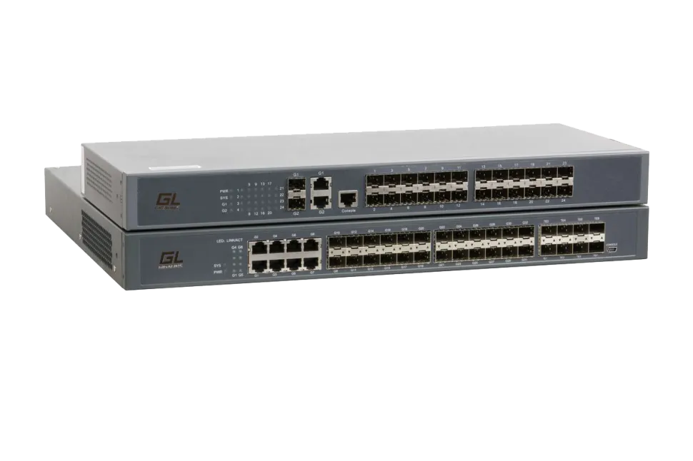 Управляемый коммутатор L2+ GIGALINK, 24 порта 100/1000BaseX SFP(8 Combo), 4 порта 1/10GE SFP+