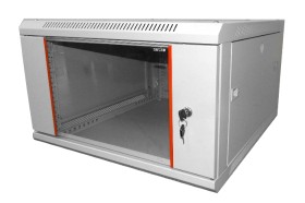 Шкаф настенный 6U серия WM (600х650х370), передняя дверь стекло, разборный, серый Netko