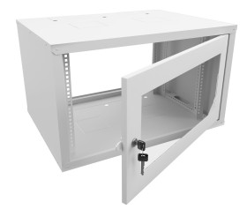Шкаф настенный 4U серия NOP2 (600х450х267,5), передняя дверь стекло, разборный, серый Netko