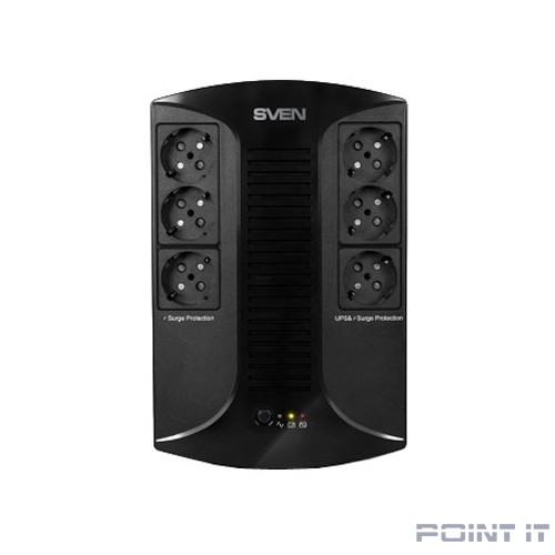 SVEN Источник бесперебойного питания SVEN UP-L1000E, с 6 выходными розетками (3 с питанием от батареи +3 сетевой фильтр)
