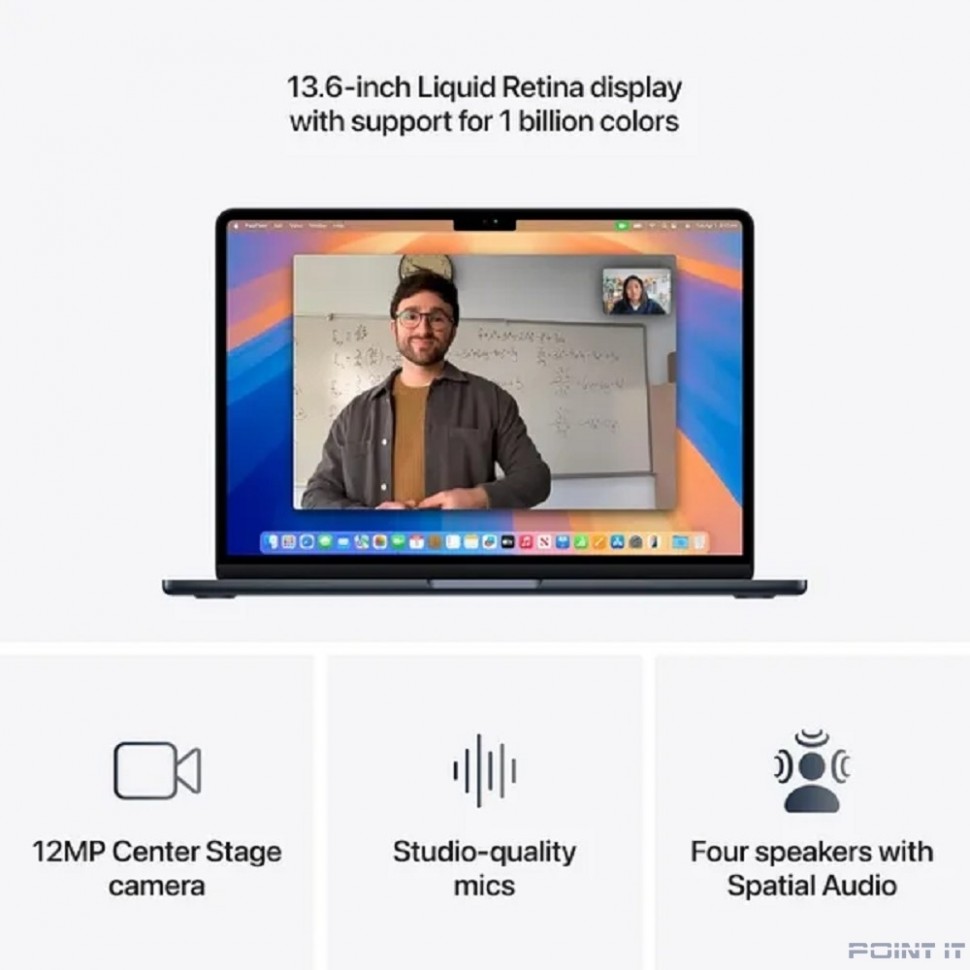 Ноутбук Apple MacBook Air 13-inch 2025 [MC6C4LL/A] (КЛАВ.РУС.ГРАВ.) Midnight 13.6" Liquid Retina {(2560x1600) M4 10C CPU 10C GPU/24GB/512GB SSD/рекоменд.переходник 11007065}