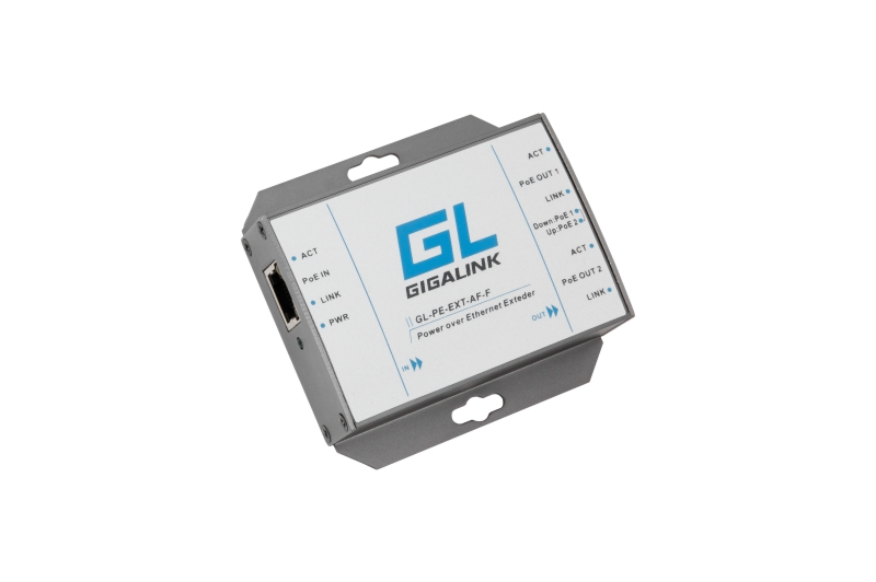 Усилитель Ethernet сигнала PoE GIGALINK, 100Мбит/с, 802.3af, подключение до 2 устройств
