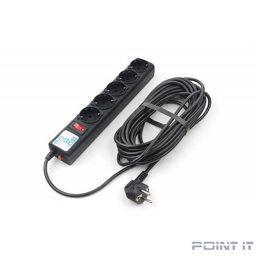 Ф-удлинитель, PC 10м 5р, черн. 10А, SPG5-10M