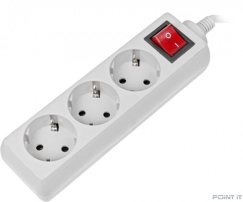 BURO Сетевой фильтр 3 розетки (300SL-5-G), 5м, серый (пакет ПЭ) {1087166}