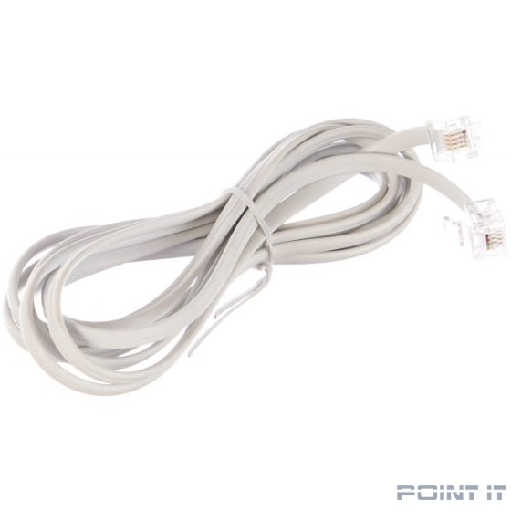 Cablexpert TC6P4C-2M Кабель.телефонный аппарат-розетка 2 м белый