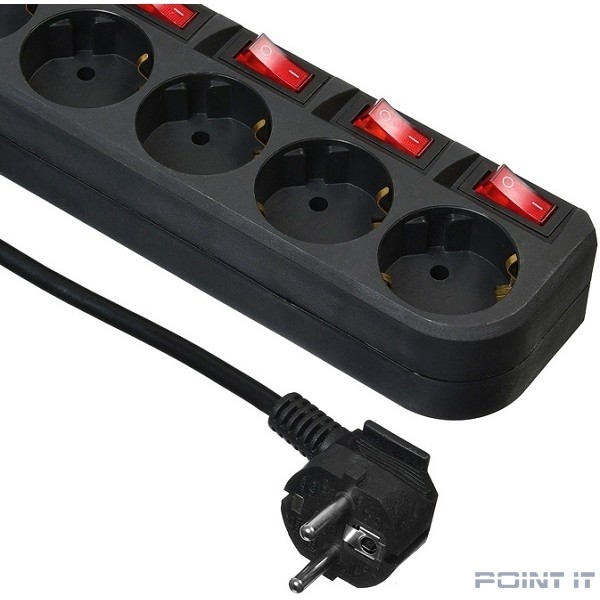 BURO Сетевой фильтр 5 розеток (500SH-3-SW-B) 3м, черный коробка {1159726}