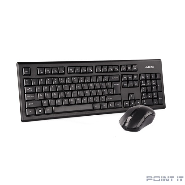 Комплект (клавиатура+мышь) A4TECH 3000NS, USB, беспроводной, черный