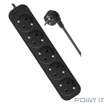 Defender Удлинитель M550 5.0 м, 5 розеток, черный [99331], с заземлением