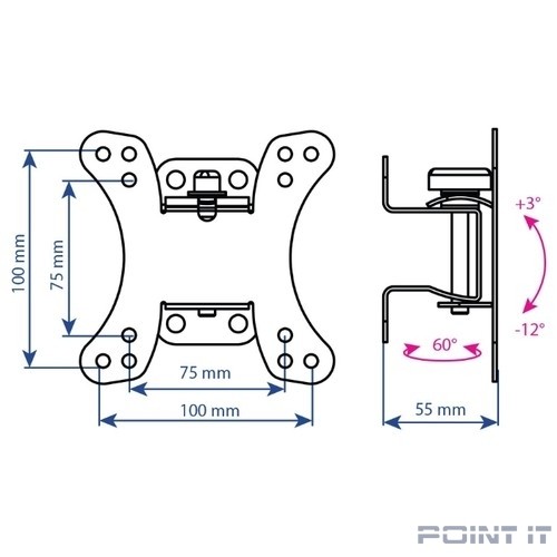 Kromax GALACTIC-10 черный 15"-32" макс.20кг настенный поворот и наклон