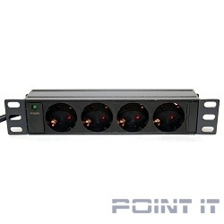 5bites PDU410A-10 Блок розеток 4S / AL / 1U / 10" / 2M*3G*1.5MM2 / VDE