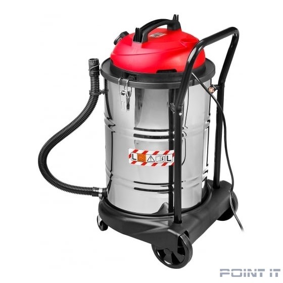 ЗУБР Пылесос строительный [ПУ-60-1400 М4] { М4-60, 60 л, 1400 Вт, сухая и влажная уборка, корпус из нержав. стали, розетка до 2000 Вт }